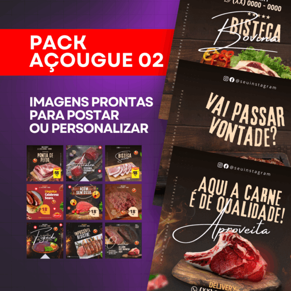 Pack de Imagens Tema Açougue Editável no Canva