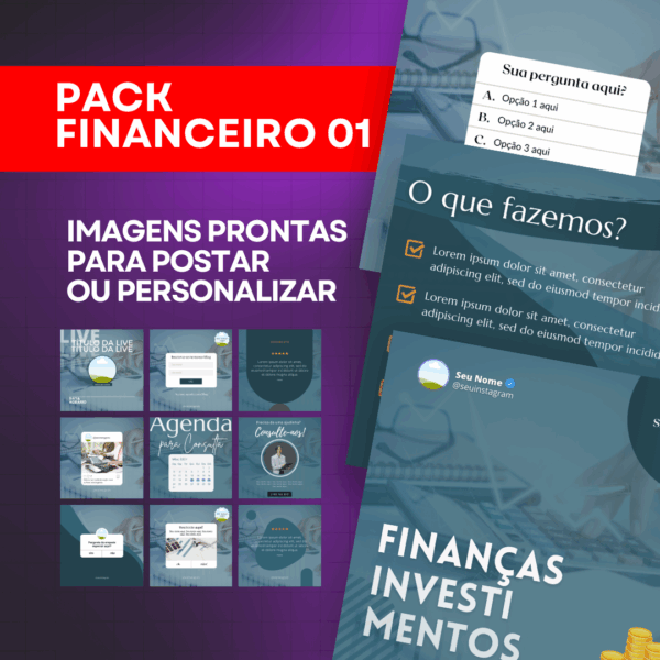 Pack de Imagens Tema Financeiro 01 Editável no Canva