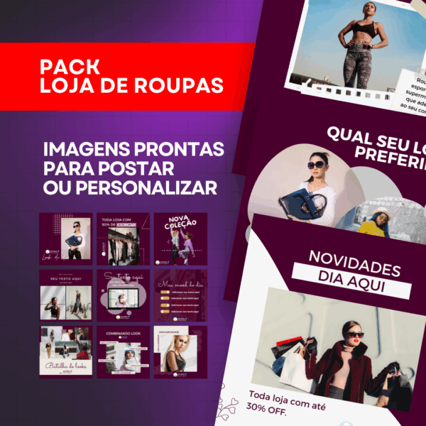 Pack de Imagens Tema Loja de roupas Editável no Canva