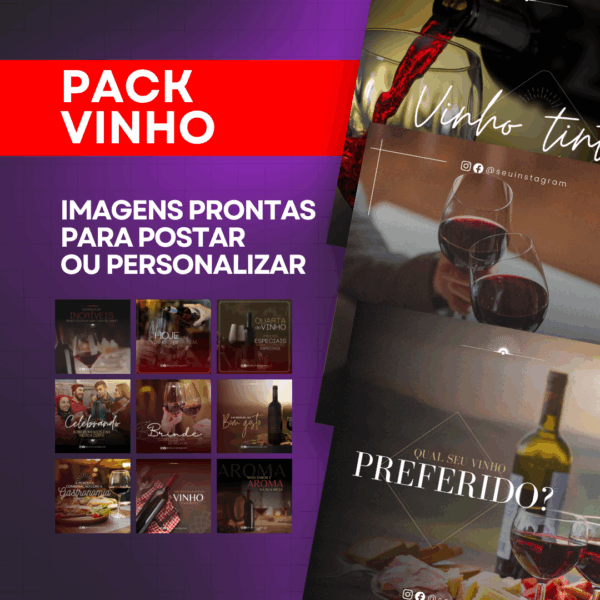 Pack de Imagens Tema Vinhos Editável no Canva