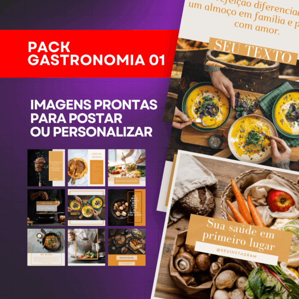 Pack de Imagens Tema Gastronomia Editável no Canva