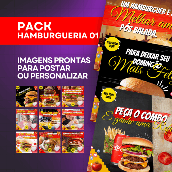 Pack de Imagens Tema Hamburgueria Editável no Canva