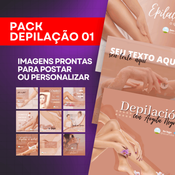 Pack de Imagens Tema Depilação Editável no Canva
