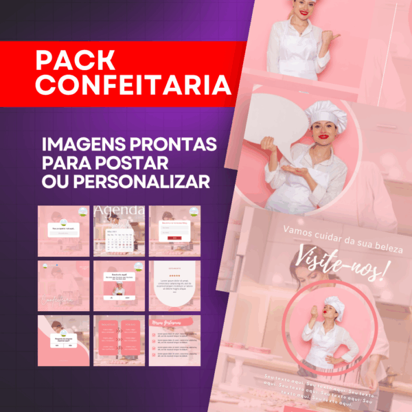 Pack de Imagens Tema Confeitaria Editável no Canva